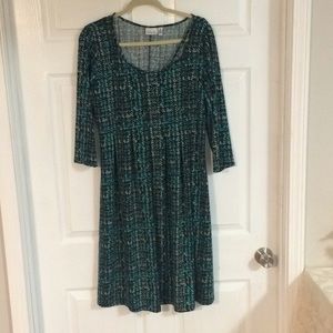 Green and Blue Print Dress